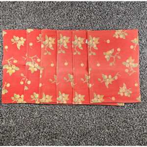 Lot of 6 XOCHI Vintage Placemats Coral Berry Print Cottagecore